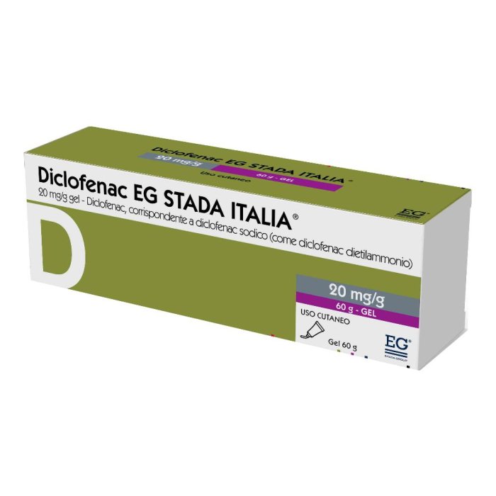 Diclofenac Gel 20 mg/g 60 g EG Antinfiammatorio Topico per Dolori Muscolari e Articolari
