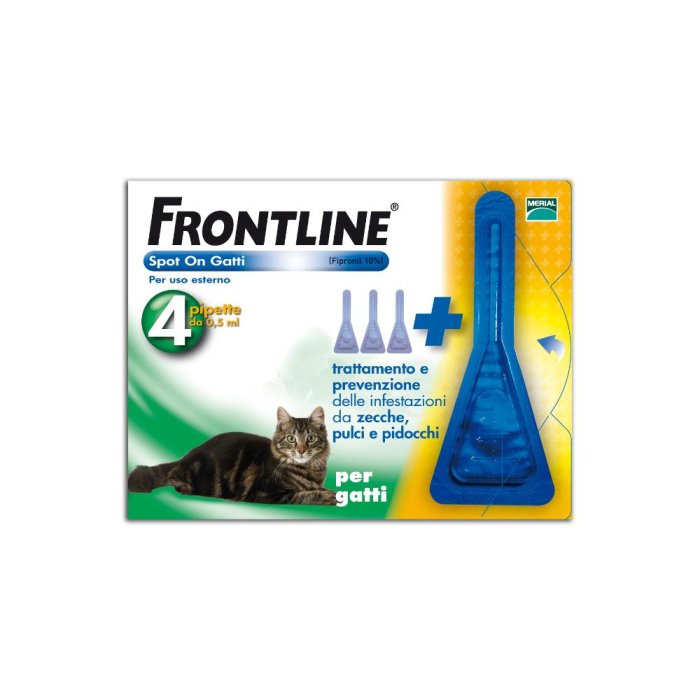 Frontline Spot Gatti 3 x 0,5 ml trattamento antiparassitario efficace contro zecche, pulci e pidocchi
