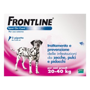 Frontline Spot per Cani 20-40 Chilogrammi Antiparassitario Antipulci e Zecche Confezione da 3 Pipette