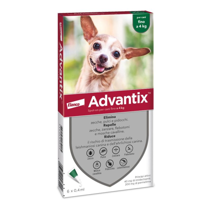 Advantix - Antiparassitario Spot On per Cani 4-10 Kg Confezione 6 Pipette