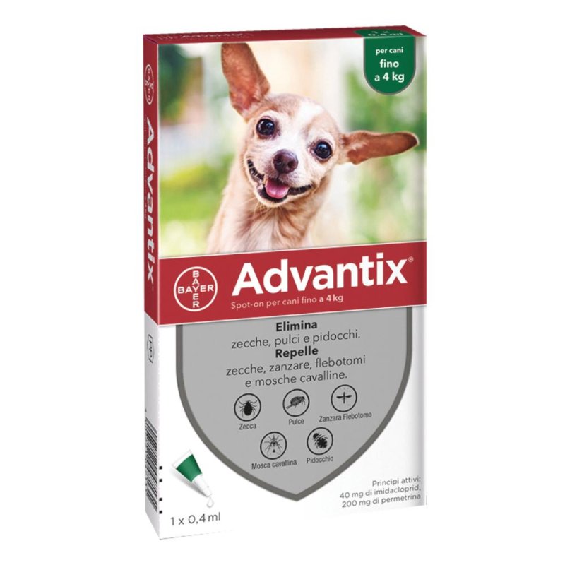 Advantix - Antiparassitario Spot On per Cani Fino a 4 Kg Confezione 1 Pipetta