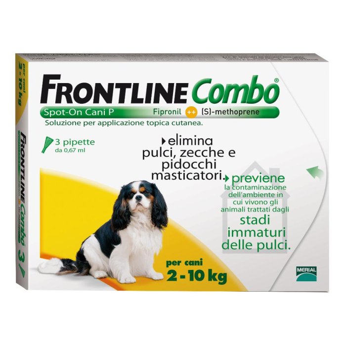 Frontline Combo Spot On cane 3 pipette 2-10Kg antiparassitario efficace contro pulci, zecche e pidocchi