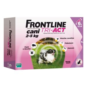 Frontline Tri Act Cane 2-5 kg Antiparassitario Spot-On 6 Pipette 0,5 ml Contro Pulci Zecche Pappataci e Zanzare