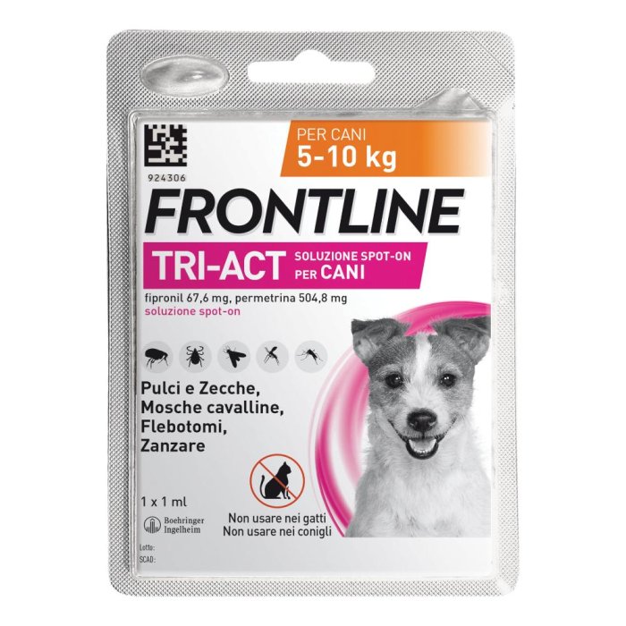 Frontline Tri-Act 1 pipetta cani 5-10 kg - antiparassitario spot-on per cani medi
