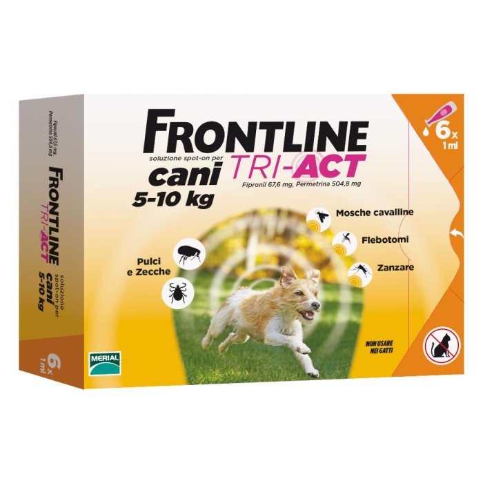 Frontline tri-act soluzione spot on cani 5-10 kg 6 pipette da 1 ml