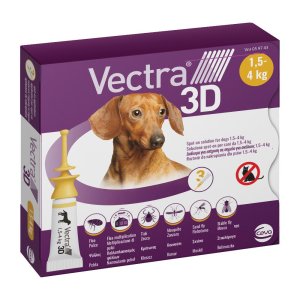 Vectra 3D Spoton Cani 1,5-4 kg 3 Pipette Antiparassitario Antipulci e Antizecche