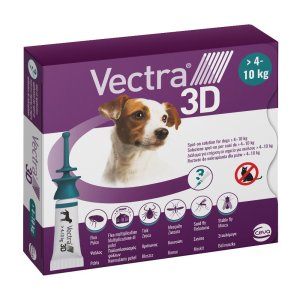 Vectra 3D Spot On per Cani 4-10 kg Antiparassitario Spoton contro Pulci Zecche e Pappataci 3 Pipette