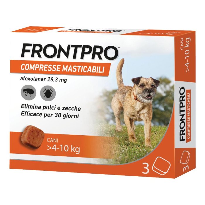 Frontpro Contro Pulci E Zecche 3 Compresse Masticabili Per Cani 4-10 Kg 28,3 Mg