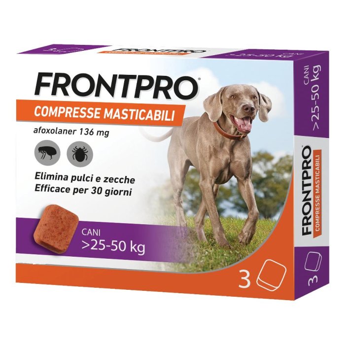 Frontpro Pulci Zecche Cani 25-50 Kg 3 Compresse 136 Mg