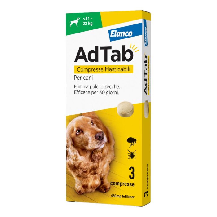 Adtab Per Cani da 11 A 22kg 3 Compresse Masticabili 450mg