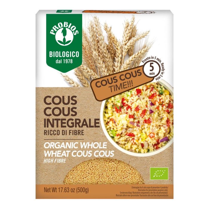 Cous cous integrale 500 g - Couscous preparato con semola di grano duro