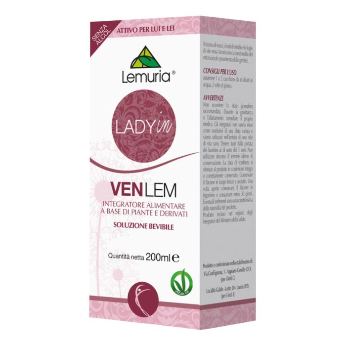 Venlem sciroppo 200 ml Lemuria - integratore liquido per microcircolo e gambe pesanti