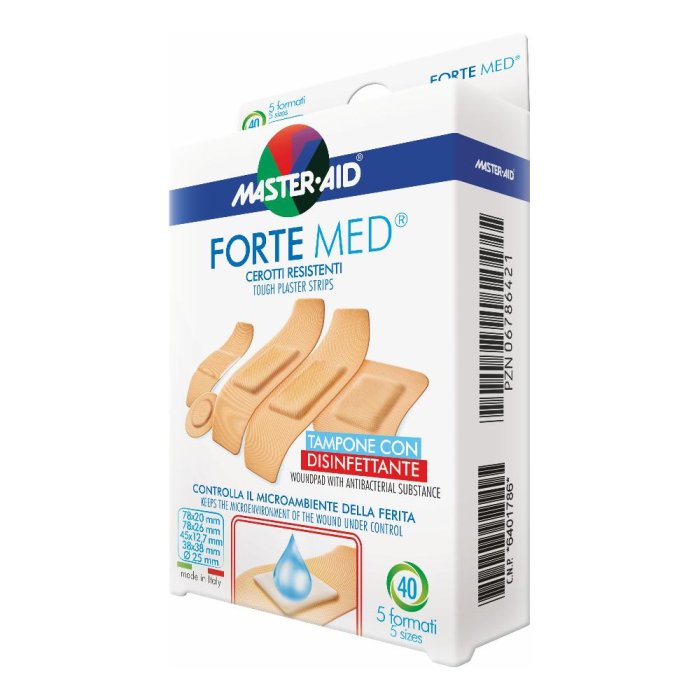 Master-Aid Fortemed - Cerotto con Tampone Disinfettante 5 formati 40Cerotti