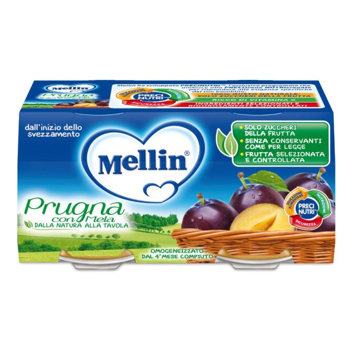 Mellin Omogeneizzato Prugna Mela 100 G 2 Pezzi