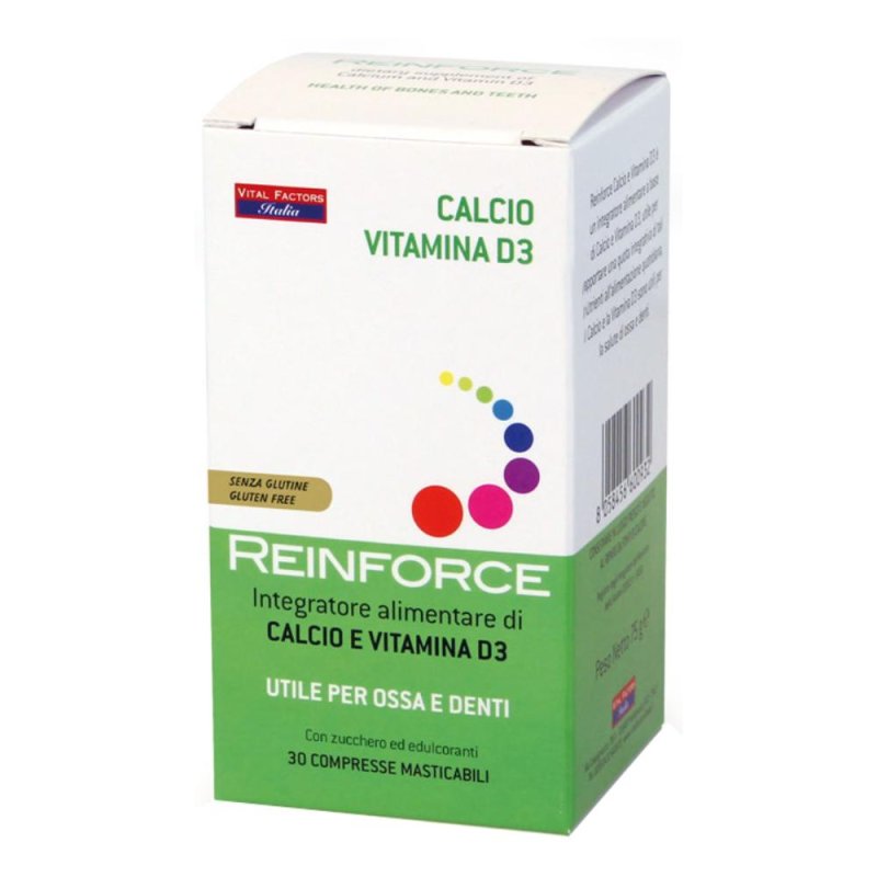 Vital Factors Reinforce - Calcio + Vitamina D3 30 Compresse Masticabili