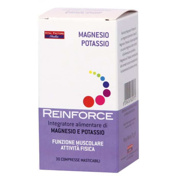 Vital Factors Reinforce Magnesio + Potassio Integratore 30Compresse Masticabili
