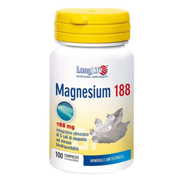 LongLife Magnesium 188 Integratore con 5 Sali di Magnesio 100 Compresse