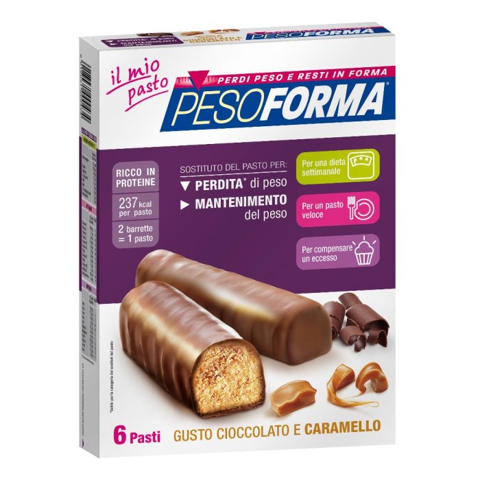 Pesoforma  Alimentazione Dietetica 12 Barrette Cioccolato e Caramello