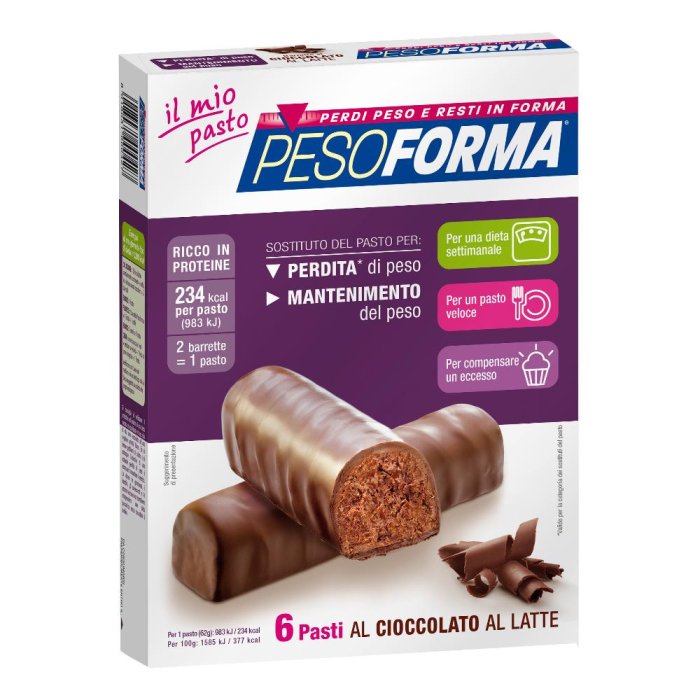 Pesoforma 12 Barrette Cioccolato al Latte Alimentazione Dietetica