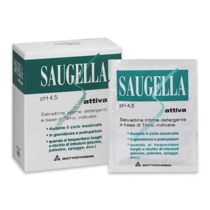 Saugella  Attiva Verde Detergente Intimo Delicato 10 Salviettine Morbide