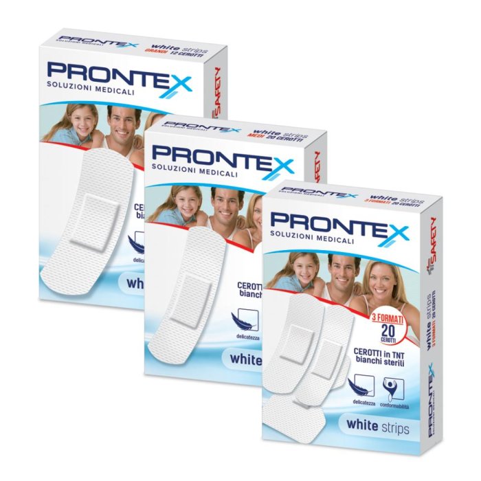 Safety Cerotto Prontex White Strips Astuccio 20 Pezzi 3 Formati Assortiti