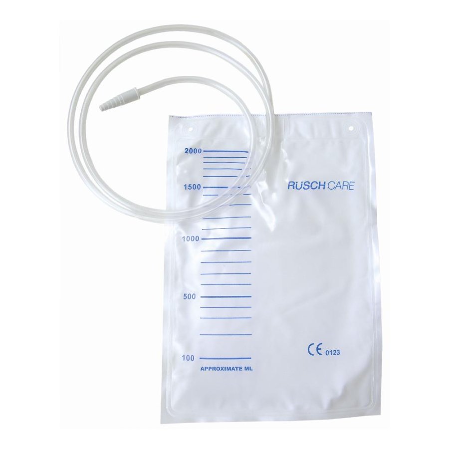 Sacca urinaria da letto Rusch 90 cm con tubo di drenaggio, monouso, confezione da 30 pezzi Sacca urinaria da letto Rusch 90 cm con tubo di drenaggio, monouso, confezione da 30 pezzi