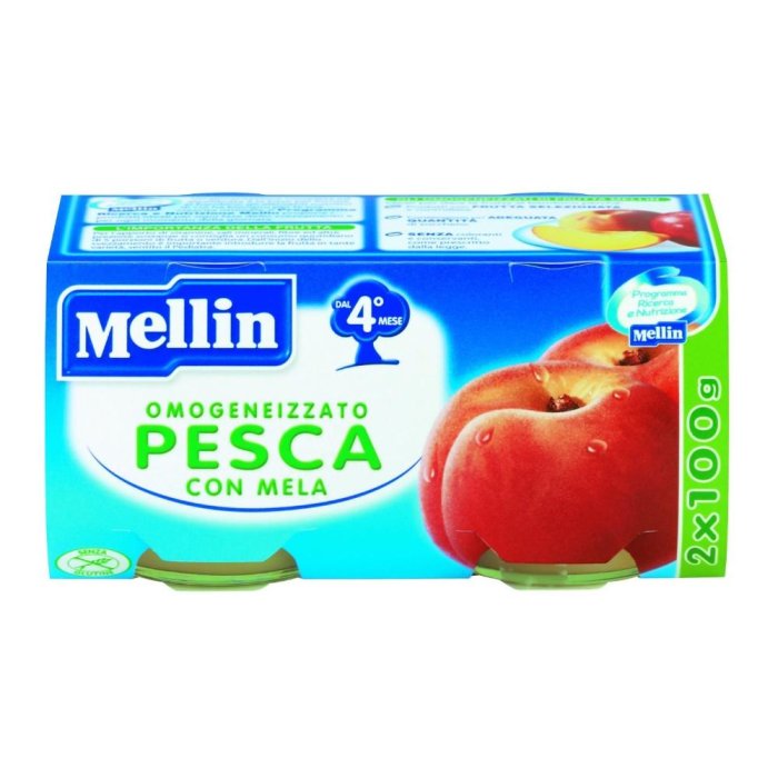 Mellin Omogeneizzato Pesca Mela 2×100 g  Alimento per l’infanzia