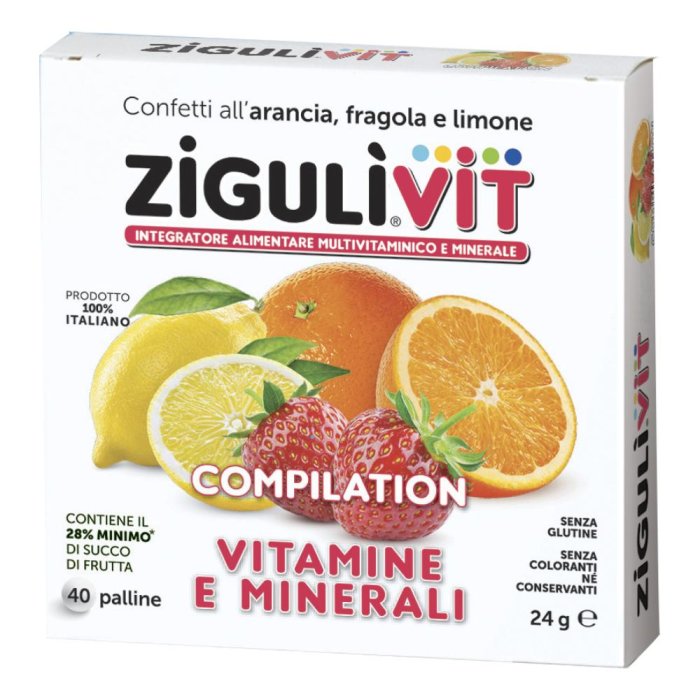 Falqui Zigulìvit Compilation Vitamine E Minerali Caramelle Alla Frutta 24 g