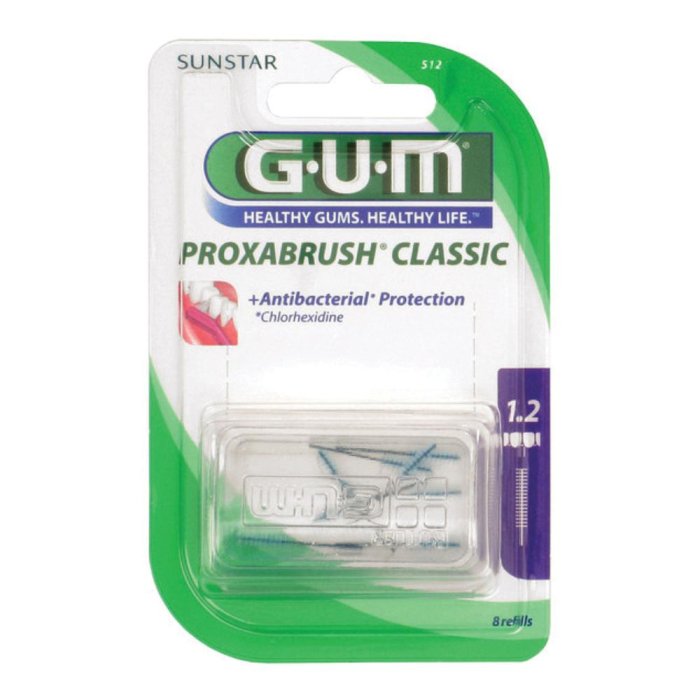 GUM  Igiene Dentale Quotidiana Proxabrush 512 8 Ricambi Cilindrici 1.2 mm