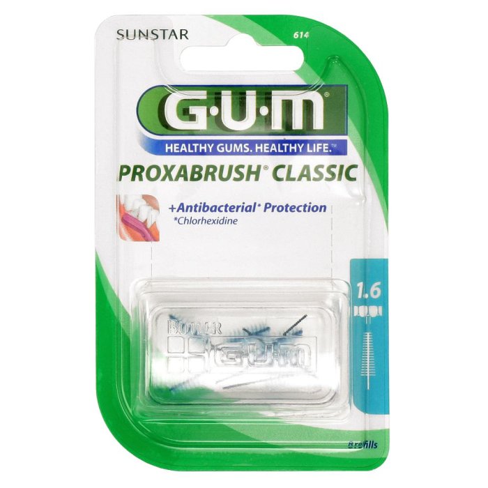 GUM  Igiene Dentale Quotidiana Proxabrush 614 8 Ricambi Conici 1.6 mm