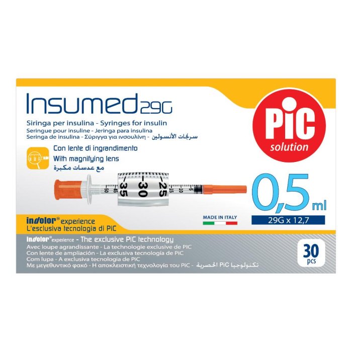 Pic Insumed - Siringa Per Insulina 0.5 ml Ago G29 x 12.7mm 30 Pezzi