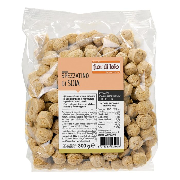 Fior Di Loto Spezzatino di Soja ad Alto Contenuto Proteico e Vegan 300G