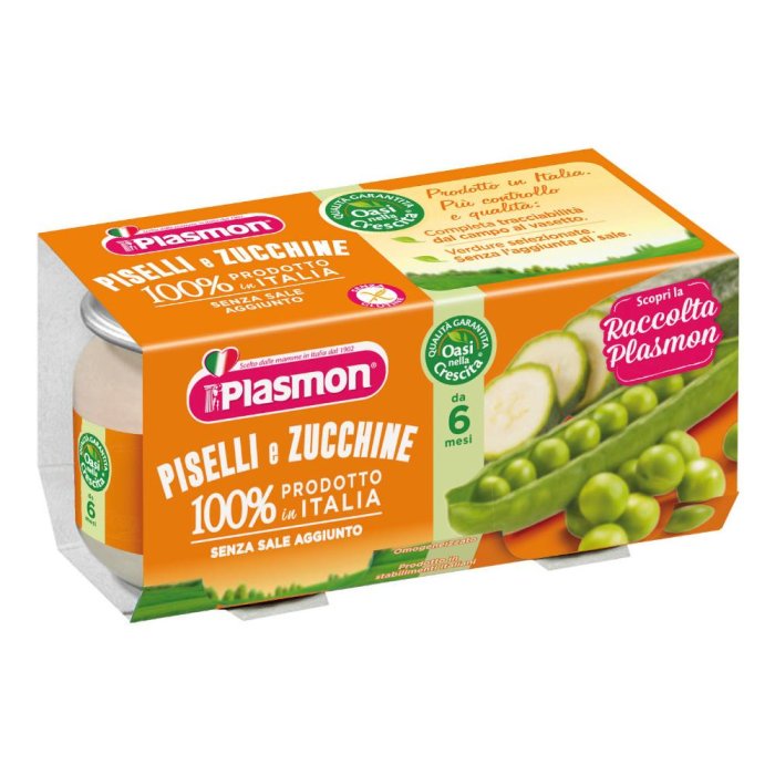 Plasmon Omogeneizzato Piselli e Zucchine da 6m+ 2 x 80g