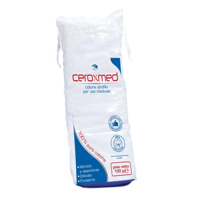 Cotone Idrofilo 100 g Ceroxmed in Puro Cotone Bianco per Medicazione, Detersione e Igiene Personale