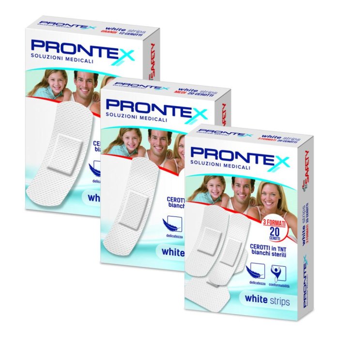 Safety Cerotto Prontex White Strips Formato Medio Astuccio 20 Pezzi