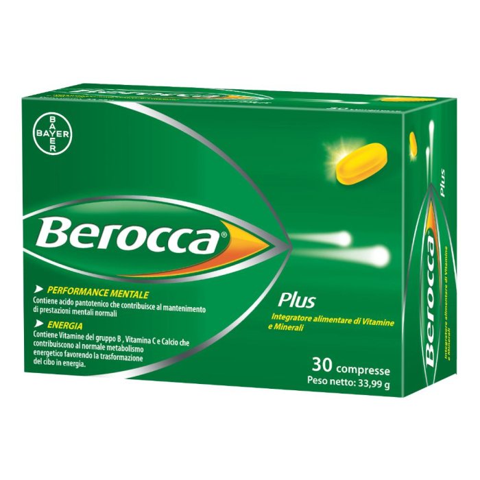 Bayer Berocca Plus Integratore Alimentare Vitamine e Minerali 30 Compresse