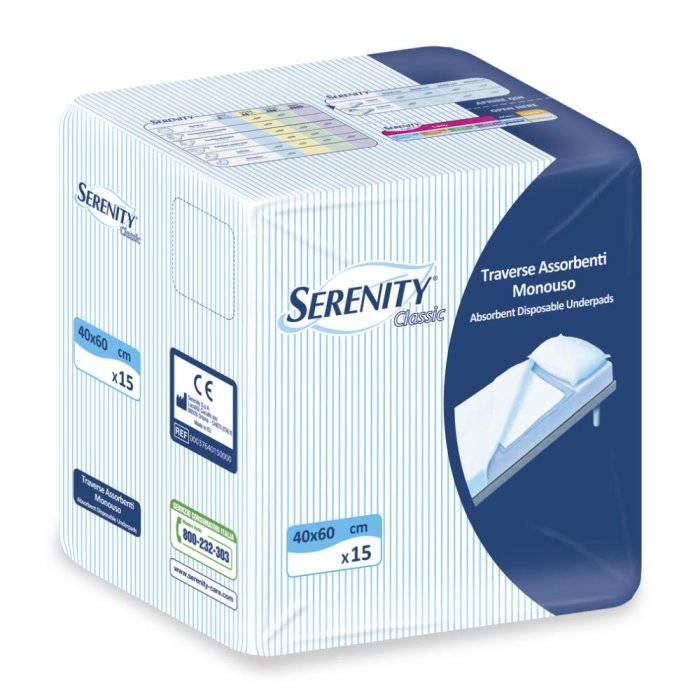 Serenity Traversa Salvamaterasso Per Incontinenza Classic Misura 40x60cm 15 Pezz