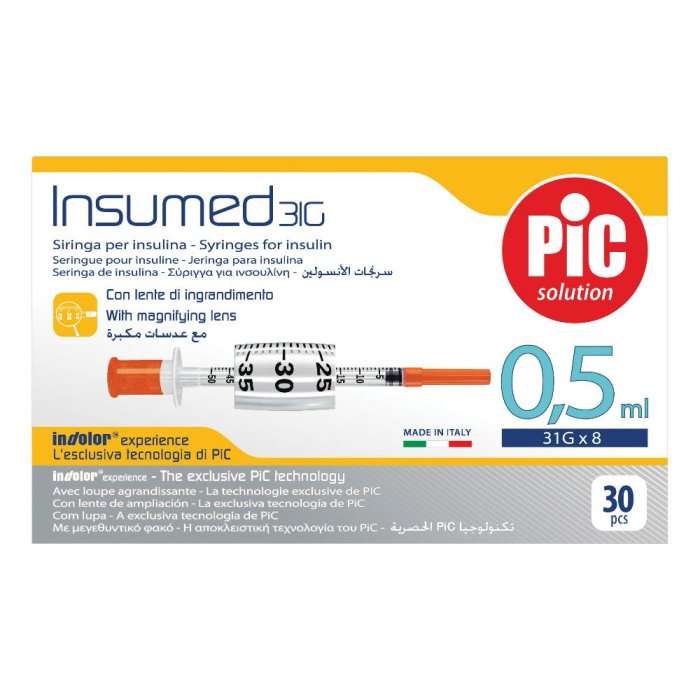 Artsana Pic Siringa Per Insulina Insumed 0,5 ml G31x8mm 30 Pezzi