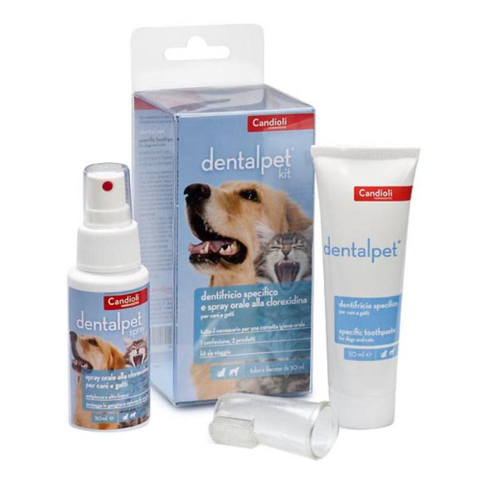 Dentalpet Kit Dentifricio 50 ml+spray Orale 50 ml+1 Ditale