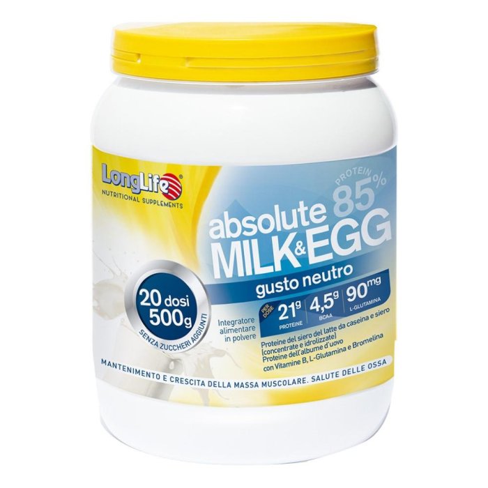 LongLife Absolute Milk&Egg Integratore Proteine Latte e Uovo Gusto Neutro 500g