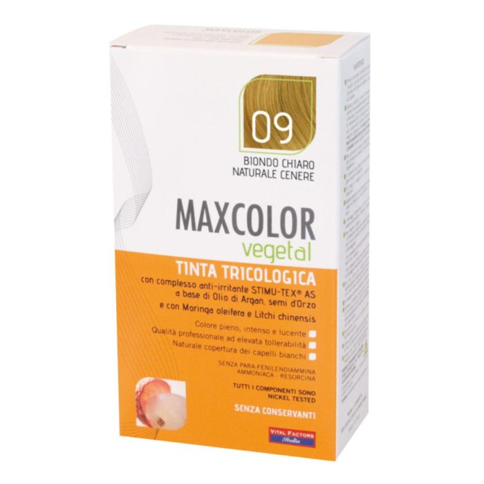 Vital Factors MaxColor Vegetal Tinta Tricologica 09Biondo Chiaro Naturale Cenere