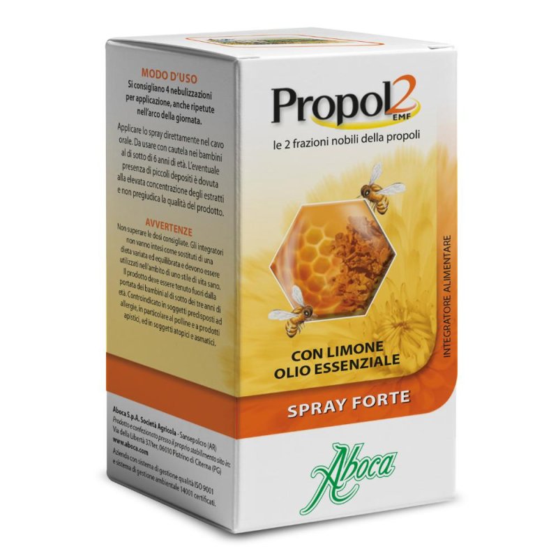 Propol2 EMF spray forte 30 ml al limone e olio essenziale per gola infiammata e irritata - Aboca Spa