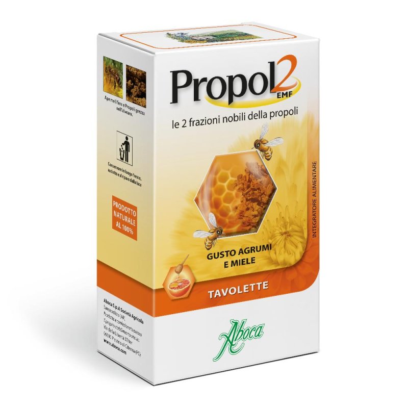 Propol 2 EMF 30 tavolette agli agrumi e miele per sistema immunitario e gola infiammata - Aboca Spa