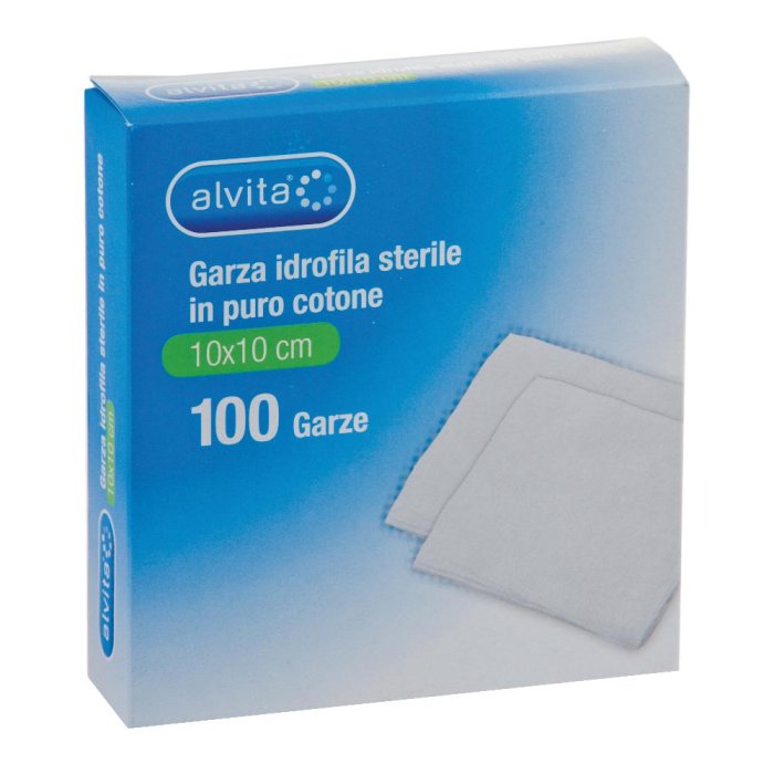 Alvita compressa di garza idrofila sterile in puro cotone 10x10 100pz
