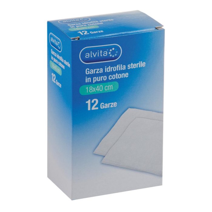 Alvita garza idofila sterile in puro cotone 18x40cm 12 pezzi
