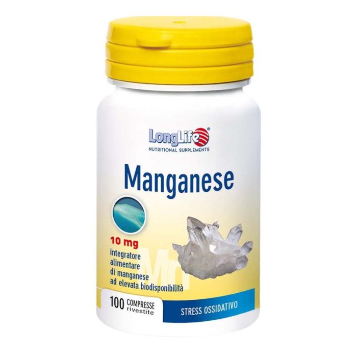 LongLife Manganese 10 mg Integratore Salute Ossa Antiossidante 100 Compresse