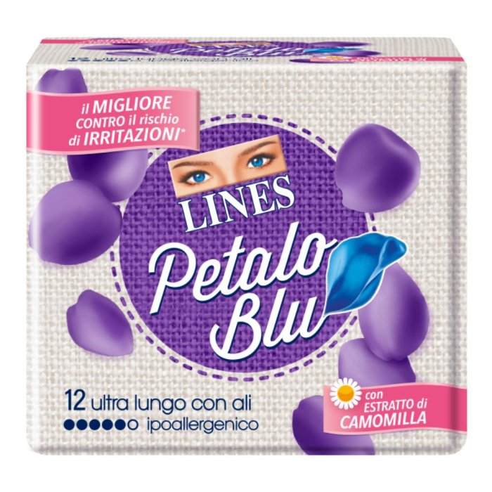 Lines Idea Ali Petalo Blu 12 pezzi - assorbenti igienici con ali per flusso normale