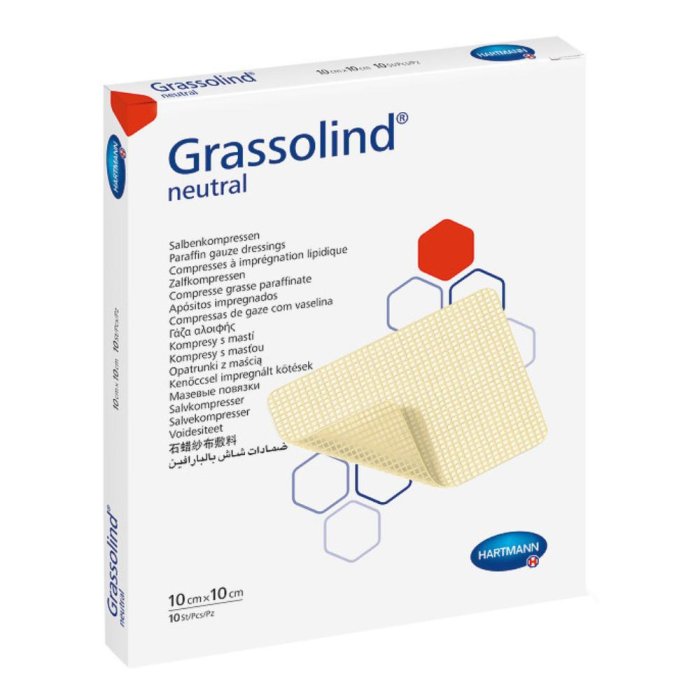 Grassolind Garza Grassa Sterile Non Aderente 10 x 10 centimetri Confezione da 10 Pezzi