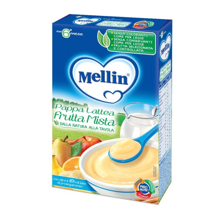 Mellin Pappa Lattea Frutta Mista con Latte di Proseguimento dal 6 ° mese 250g