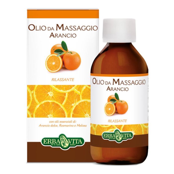 Erba Vita Olio da Massaggio all’Arancio 250 ml – Olio Corpo Naturale Rilassante e Tonificante